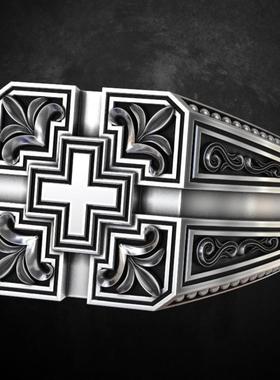 臻荣wish新款镀黄金十字架戒指