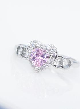 ebay韩版时尚流行爱心形粉色锆石
