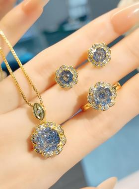 八角千禧玫瑰切帕拉伊巴项链吊坠