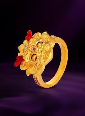 古法黄金色灵动眨眼睛麒麟祥瑞