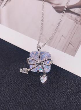 网红超仙蝴蝶结丝带科技钻项链