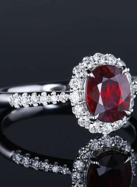 彩宝红宝石戒指女款仿真红刚玉