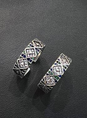 天使之眼炫彩锆石花纹复古开口