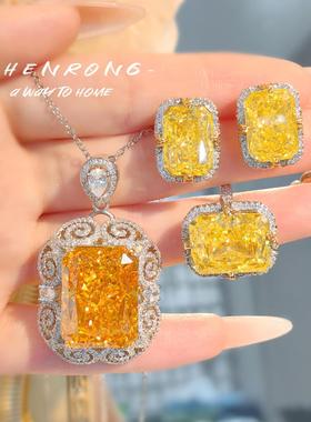 精工夸张彩宝红刚玉吊坠项链时尚