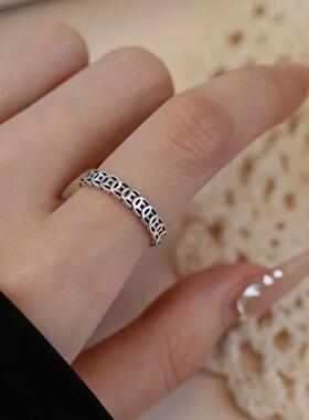 复古黑色铜钱素圈爆款情侣开口