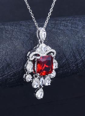 新款镀S925银仿真祖母绿项链重工