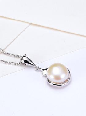 贝珠短款项链水滴吊坠女镀银简约