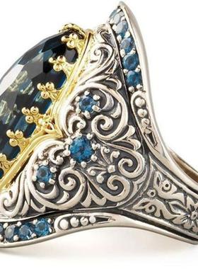 臻荣wish热卖新款托帕石分色戒指