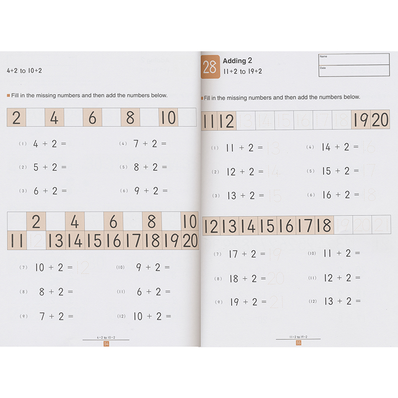 Kumon Math Skills My Book of Simple Addition 4-6岁 公文式教育 简单加法 儿童数学技能英语练习册 英文原版进口教辅图书 - 图3