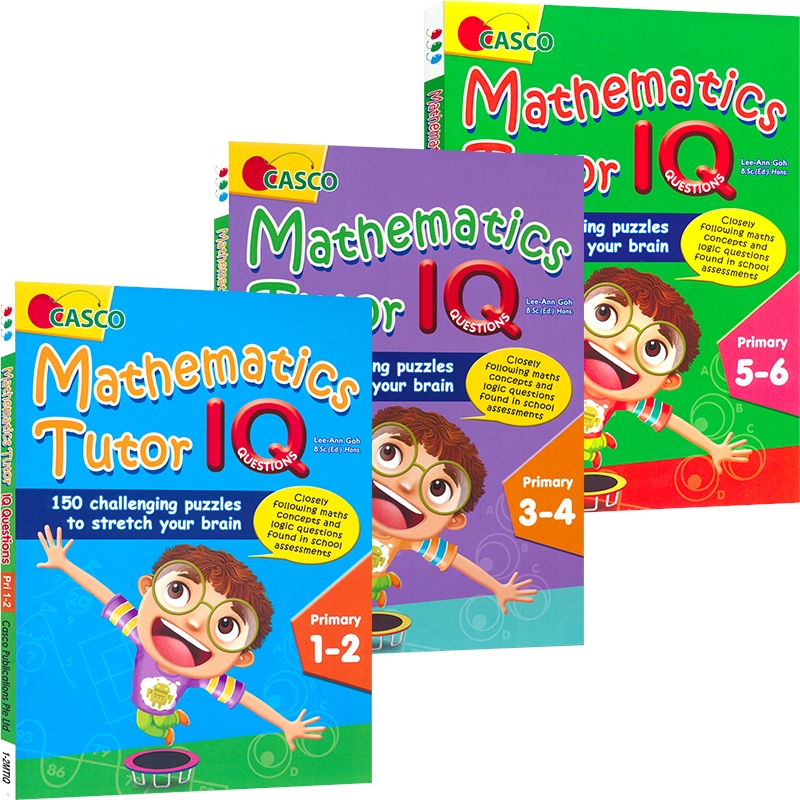 Casco Mathematics Tutor IQ Primary 1-6 新加坡数学 数学IQ辅导练习3册 小学数学1-6年级教辅 逻辑思维益智活动  英文原版进口书 - 图0