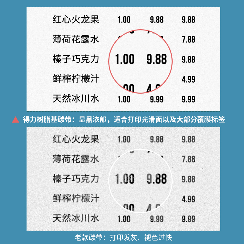 得力GE154树脂基碳带90mm*300m墨带适用得力825T 820T GE500条码打印亚银PET标签纸GE550大卷芯碳带 - 图1