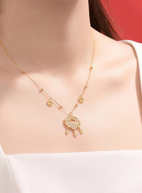 如意锁项链镀金镶嵌吊坠