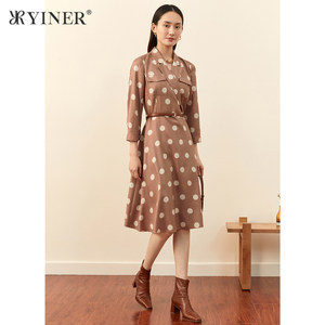 【1996系列】YINER音儿女装冬季波点真丝连衣裙
