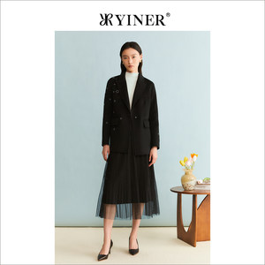 [纯绵羊毛]YINER音儿专选女装2023冬季双面呢毛呢大衣