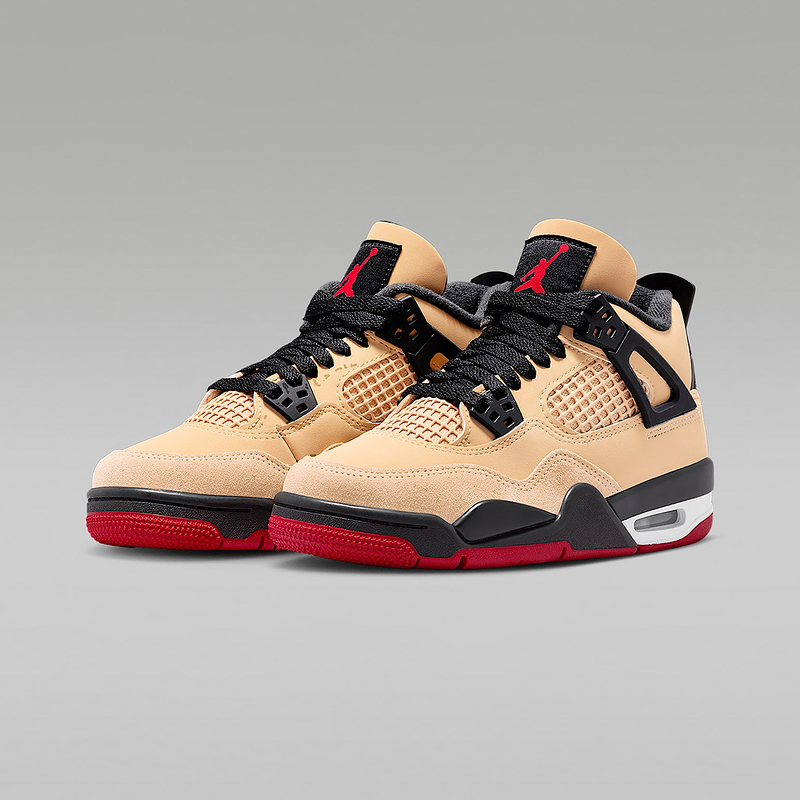 耐克女鞋air Jordan 4 AJ4黑棕红大童运动鞋复古篮球鞋IH2094-200 - 图1