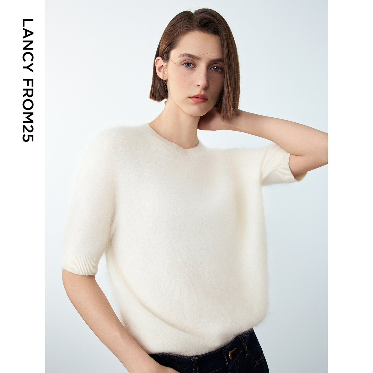 [朗姿奥莱]朗姿纯羊绒法式气质高级感内搭长袖毛针织衫上衣女冬季 - 图2