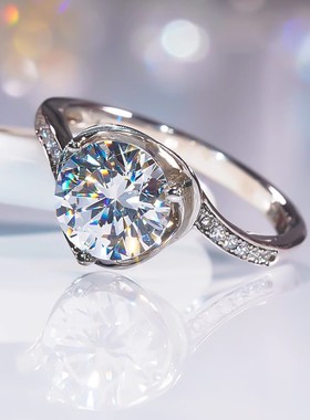 chin银镀金莫桑钻心形戒指