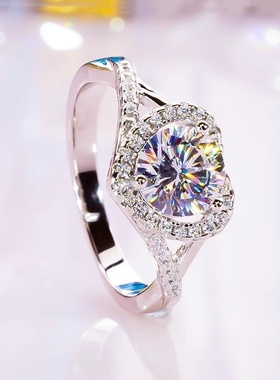 chinpin莫桑钻爱心围钻戒指