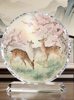精品梅花小鹿工艺品客厅桌面雕塑新居贺礼阖家兴旺国风观赏装饰品