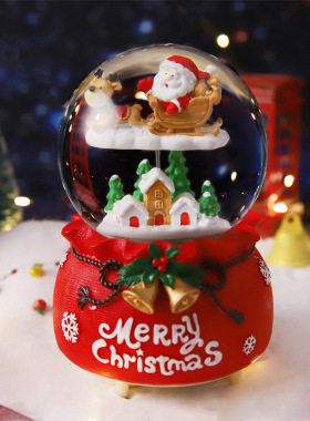 创意圣诞节八音盒老人屋顶云中