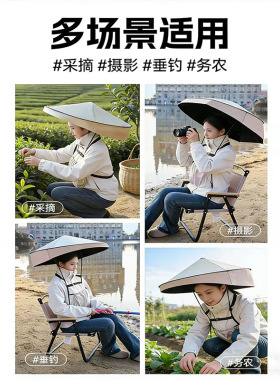 户外防晒晴雨两用折叠头带伞
