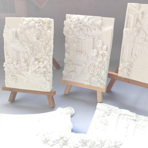 香薰石膏浮雕画复古文艺浮雕板画儿童涂色手工彩绘摆件白胚19包邮 - 图1