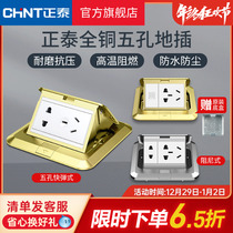 Zhengtai Official Flag Ground Insertion Socket Five Holes Invisible Full Copper Waterproof Concealed Ground Floor Socket Cover Plate