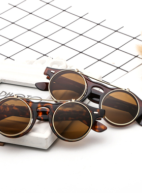 翻盖可配镜墨镜欧美圆