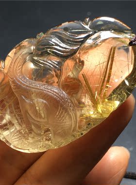 天然水晶钛晶雕件饰品吊坠