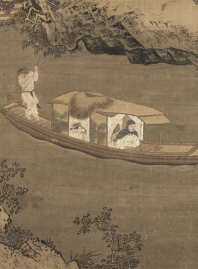 南宋李唐雪夜泛舟图古代山水画