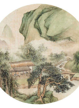 松阴仿古风册页30x30卧室山水画