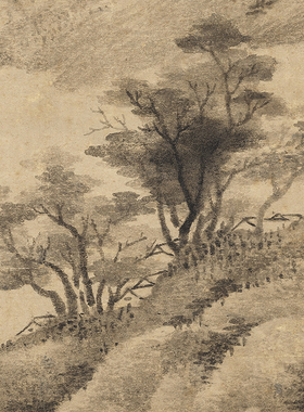 南宋米友仁溪山烟雨图古代山水画