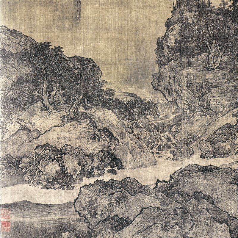 北宋范宽溪山行旅图古代山水画字画卷轴国画名画复制品仿古画挂画