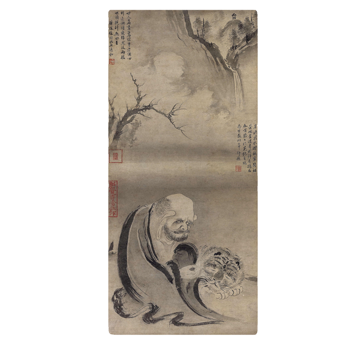 南宋牧溪二祖调心图古代人物画字画卷轴国画名画复制品仿古画挂画,淘宝优惠券,粉丝福利购,淘宝优惠卷