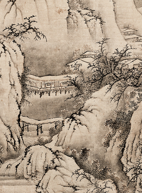 北宋雪景图古代山水画卷轴国画