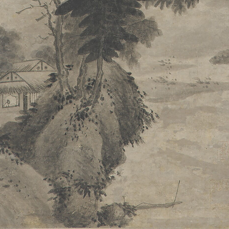 北宋米芾云山烟树图古代山水画卷轴国画名画复制品仿古画字画挂画 - 图2