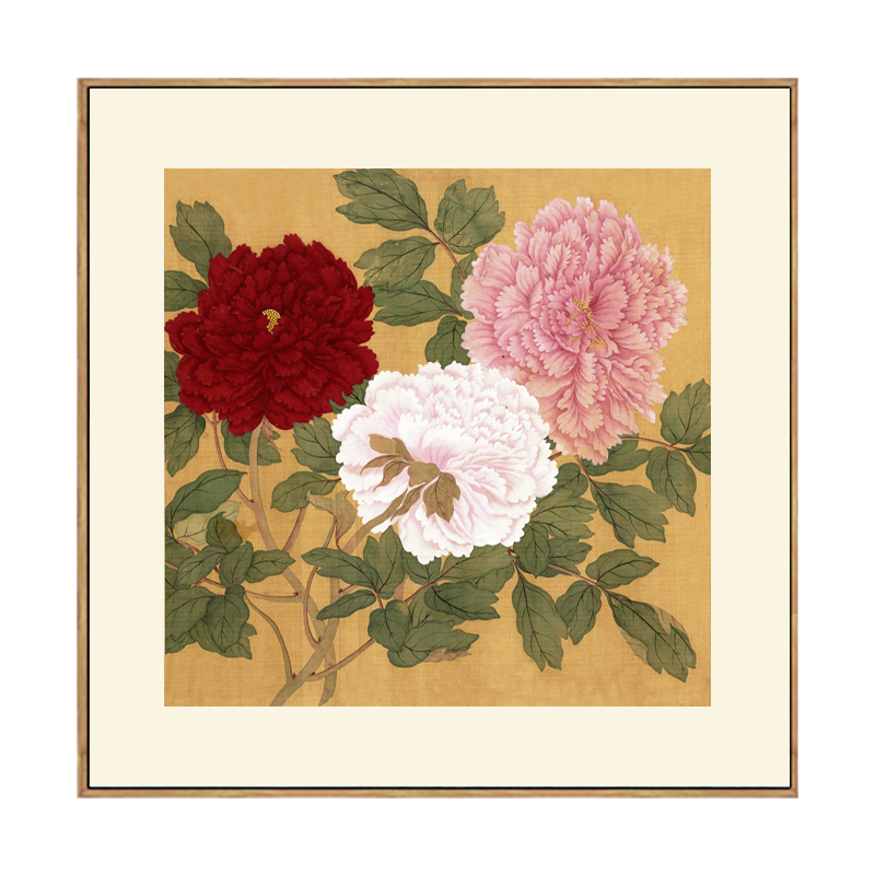 清恽寿平牡丹册字画国画新中式装饰画花鸟画客厅沙发玄关茶楼挂画,淘宝优惠券,粉丝福利购,淘宝优惠卷