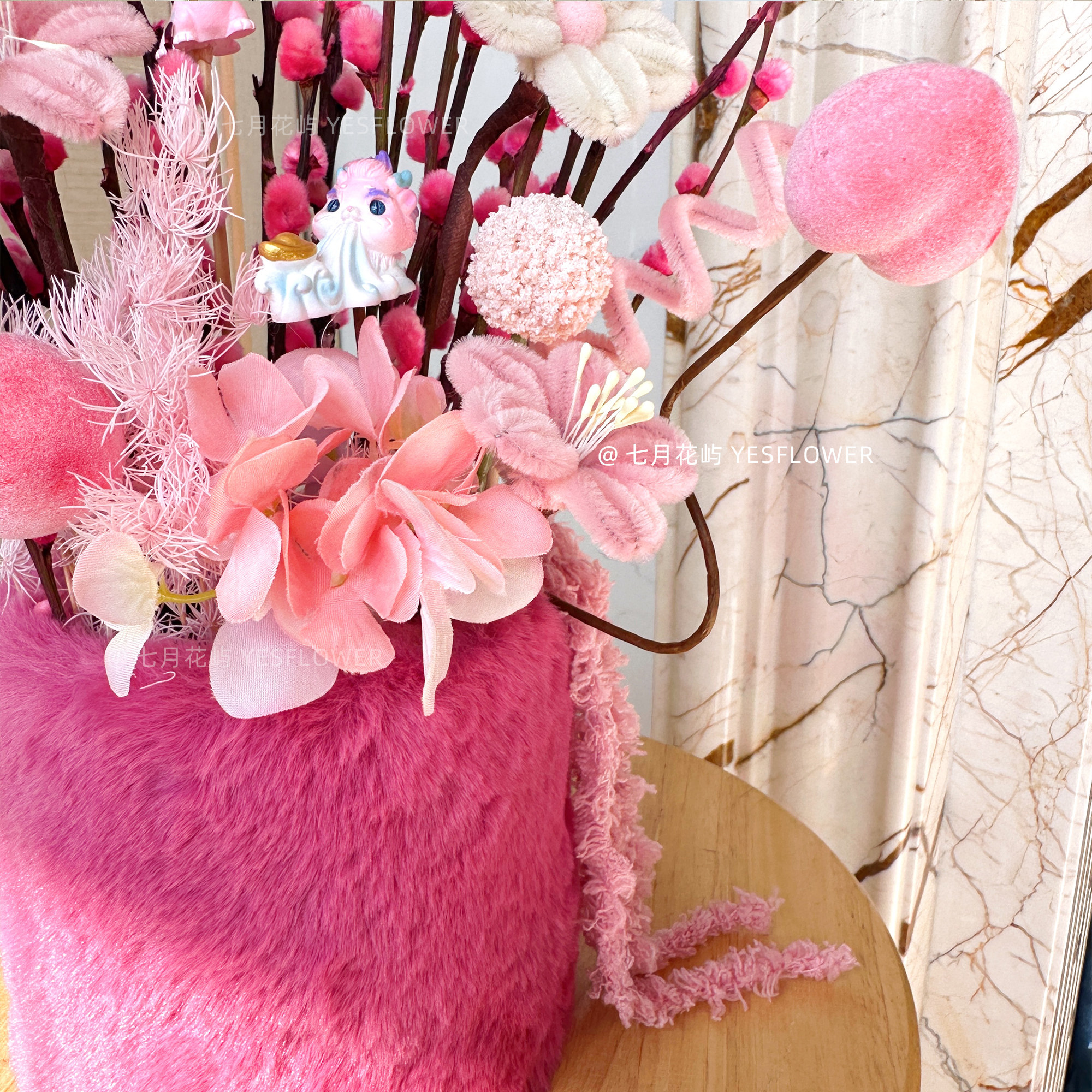 2026扭扭棒年宵花粉色抱抱桶手工成品DIY材料包摆件装饰马年礼物,淘宝优惠券,粉丝福利购,淘宝优惠卷