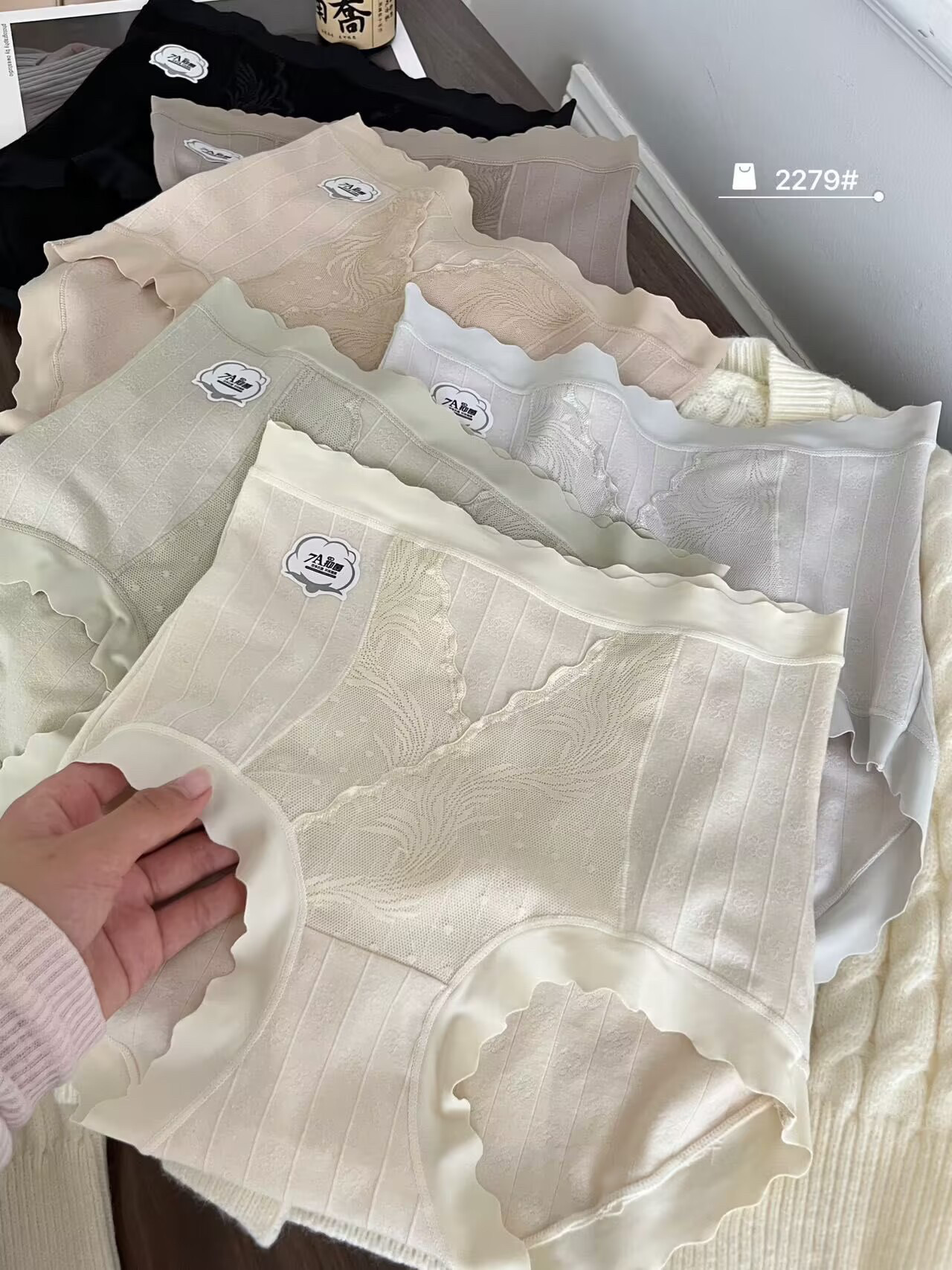 7a中国风复古内裤女高腰包臀大码胖mm无痕蕾丝裤头加长裆收腹提臀