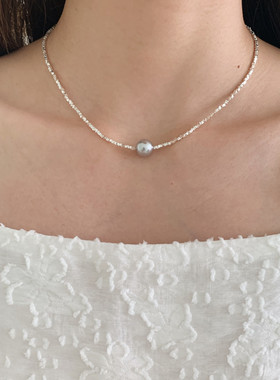 碎银子灰色珍珠手链项链