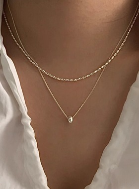 925银算盘珠项链锁骨链