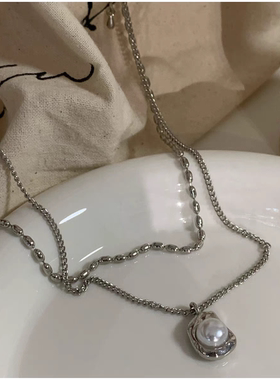 欧美外贸原单尾货锁骨链短款时尚百搭气质优雅个性简约珍珠项链女
