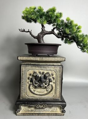 天然青石仿古石雕兽头石墩复古柱墩民俗怀旧底座中式会所陈设摆件