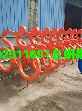 体育馆门口标识剪影跑步人像雕塑绿道互动玻璃钢夜光单车造型摆件