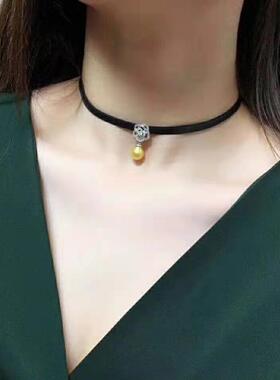 短款百搭挂件编织绳项圈