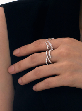 Mistova925银镶嵌开口戒指