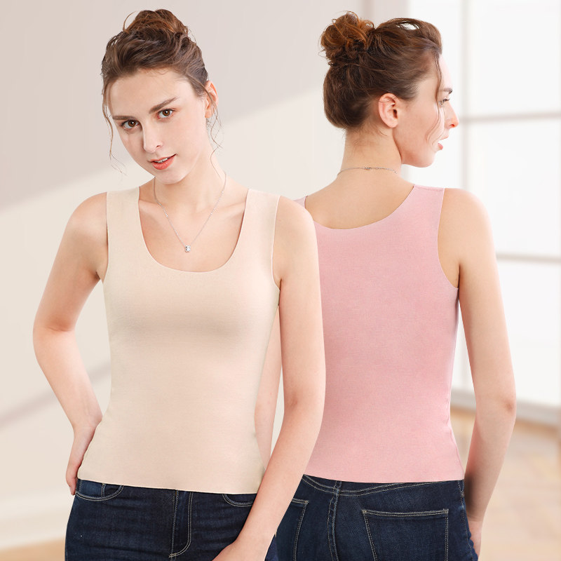 女士无痕背心内穿加绒修身美体秋衣 觅知音保暖上装