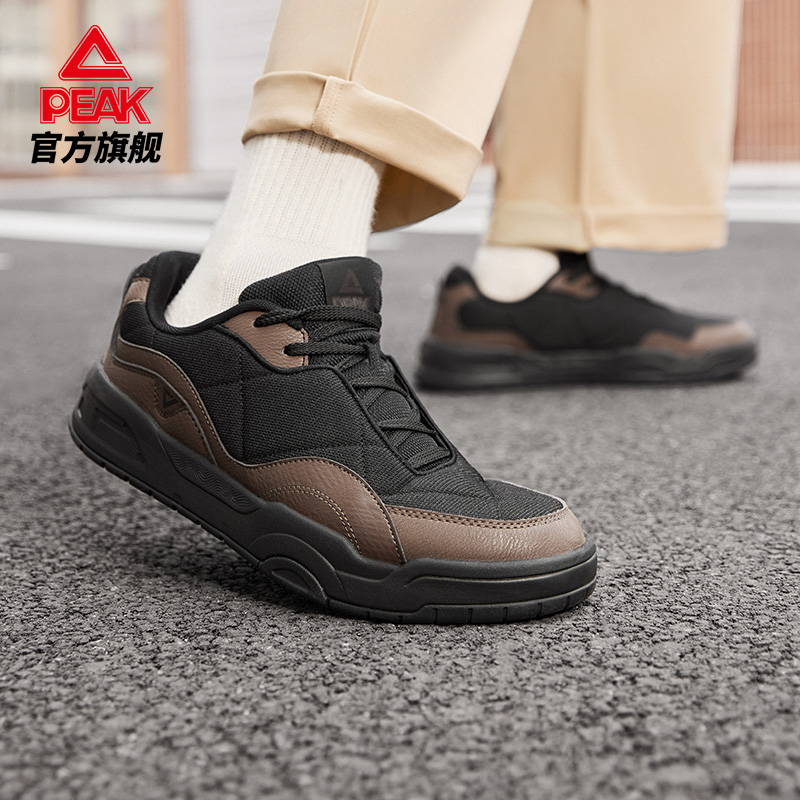 匹克游源态极板鞋男黑色复古通勤休闲鞋秋冬季新款软底缓震运动鞋 - 图2