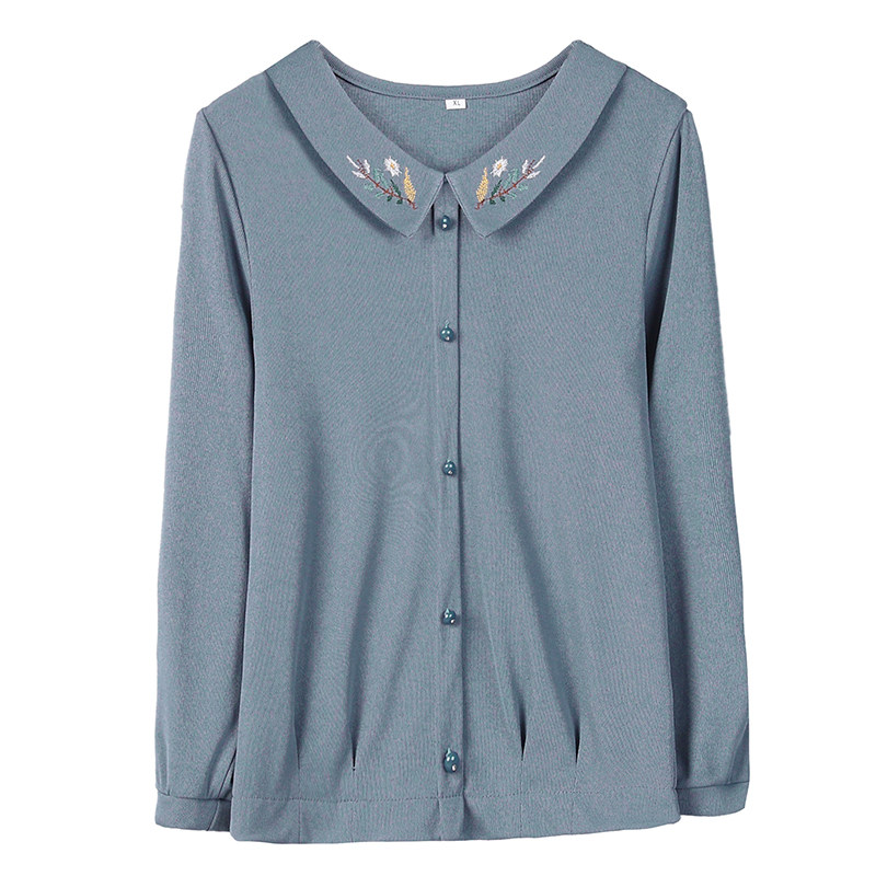 中老年女装长袖t恤衫秋装打底衫 红衣景中老年女装