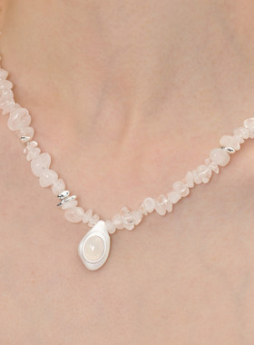 莓拉「水生浮想」碎石串珠项链新中式白玛瑙锁骨链毛衣链时尚百搭